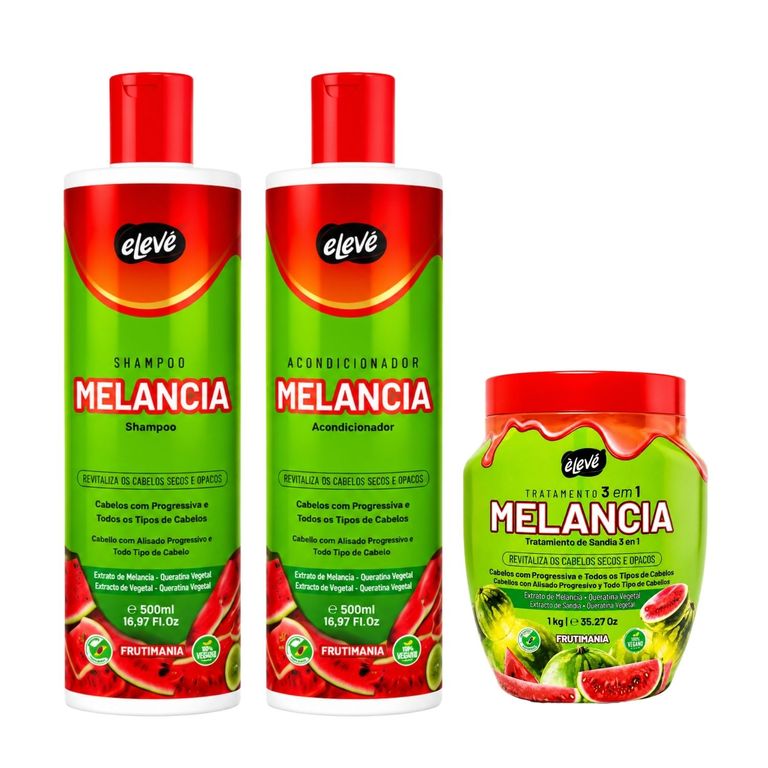 Pack Melancia Shampoo Y Acondicionador 500 ML Y Tratamiento - ELEVE
