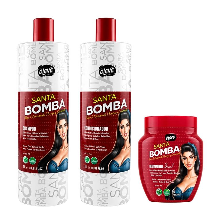 Pack Santa Bomba Shampoo Y Acondicionador 500 ML Y Tratamiento - ELEVE