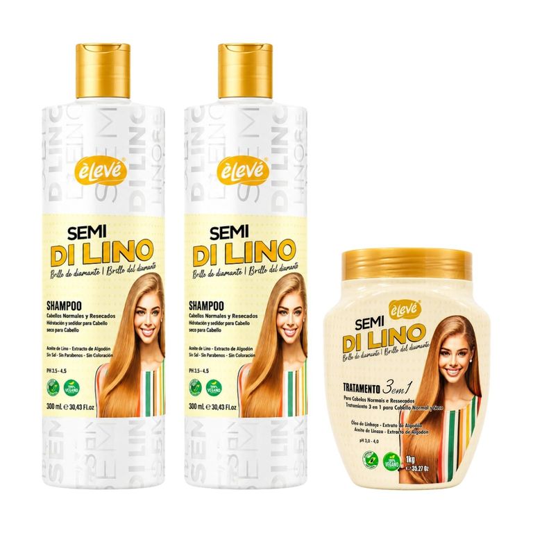 Pack Semi Di Lino Shampoo Y Acondicionador 500 ML Y Tratamiento - ELEVE