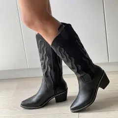 GENERICO - TEXANA PARA MUJER COLOR NEGRO TACO 3 ZULEMA