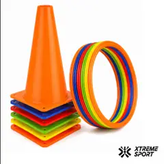 Xtreme Sport - Aros de Coordinacion de 20 cm + Conos de 25 cm para Futbol o Psicomotricidad