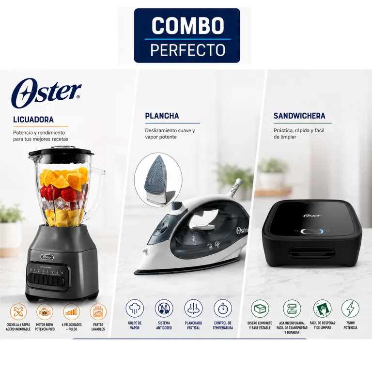 Licuadora BLSTPEG-GPB 1.5L 6 VELOCIDADES + PALCHA + SANDWICHERA