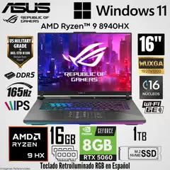ASUS - Laptop ROG Strix G16 AMD Ryzen 9 8940HX 16GB RAM 1TB SSD RTX 5060-8GB 16" WUXGA 165 Hz