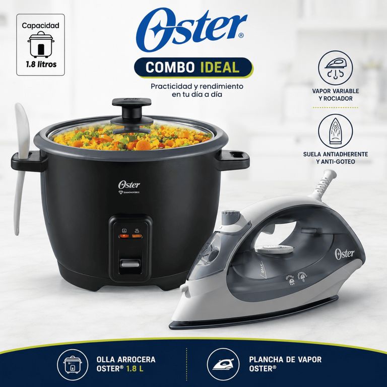 Olla Arrocera 1.8L Antiadherente DiamondForce CKSTRCB10DFBLK + Plancha
