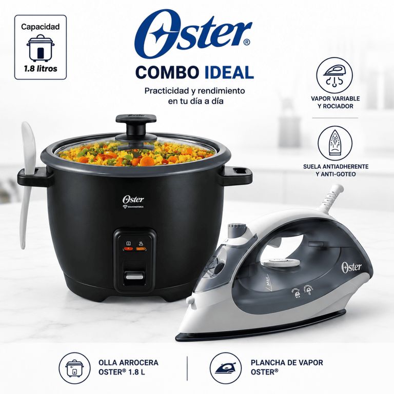 Olla Arrocera 1.8L Antiadherente DiamondForce CKSTRCB10DFBLK + Plancha