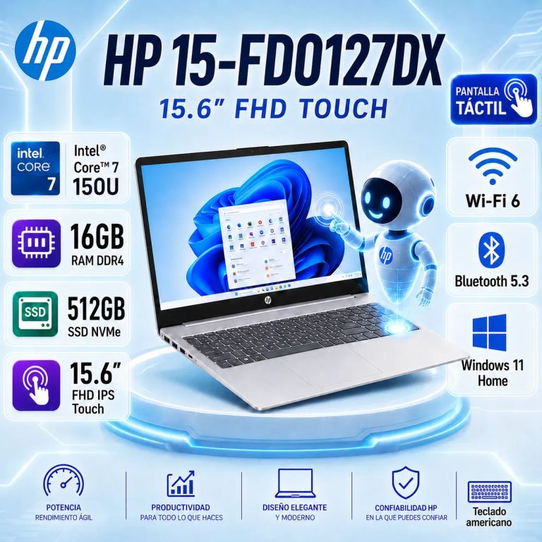 Laptop 15-FD0127DX 15.6″ FHD Touch Intel Core 7 150U 16GB 512GB SSD