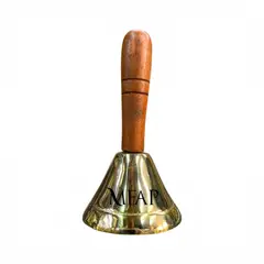 MFAP BRONCERIA Y ANTIGUEDADES - Campana en bronce fundido con mango de madera 14 cm - Melodía