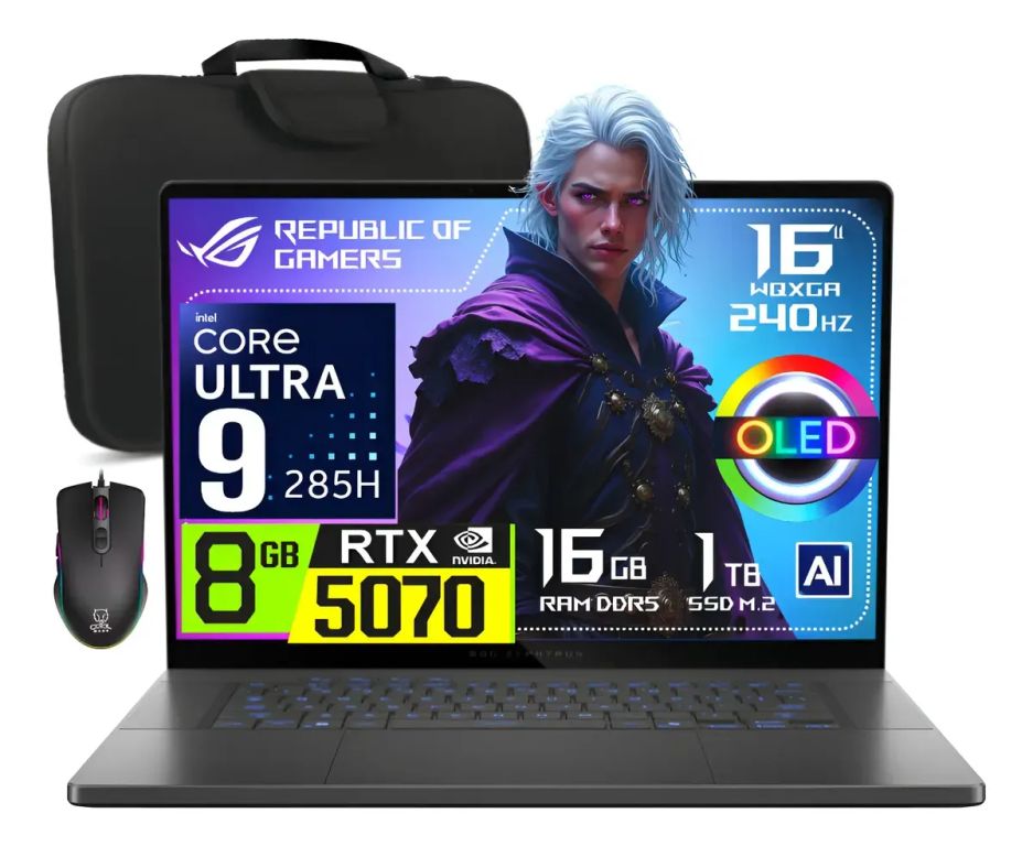 Laptop ROG Zephyrus G16 Core Ultra 9-285H Nvidia 8gb RTX5070 Ram 16gb 1tb Ssd 16″ OLED 240Hz