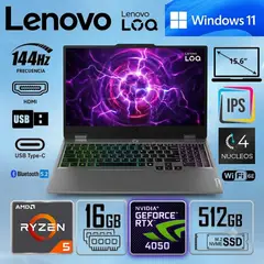 LENOVO - Laptop Gamer LOQ 15ARP9 Gris 15.6" FHD 144Hz AMD Ryzen 5 7235HS 16GB RAM 512GB SSD RTX 4050 6GB - 83JC00LYUS