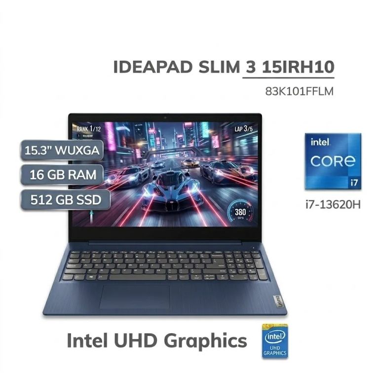 Laptop Intel Core i7 13620H RAM 16GB 512GB IDEAPAD SLIM 3 13° Gen 15.6” IPS FULL HD + MOCHILA
