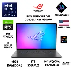 ASUS - LAPTOP ROG ZEPHYRUS G16 CORE ULTRA 9 285H 16GB 1TB SSD 8GB RTX5070 16" OLED WIN 11 AMERICANA