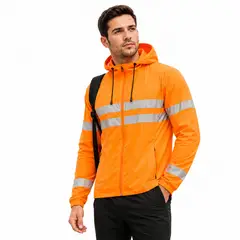 ELEMENT SPECIAL EDITION - Casaca Impermeable Reflectiva Hombre Cortaviento Alta Visibilidad Capucha Moto, Scooter y Ciclismo