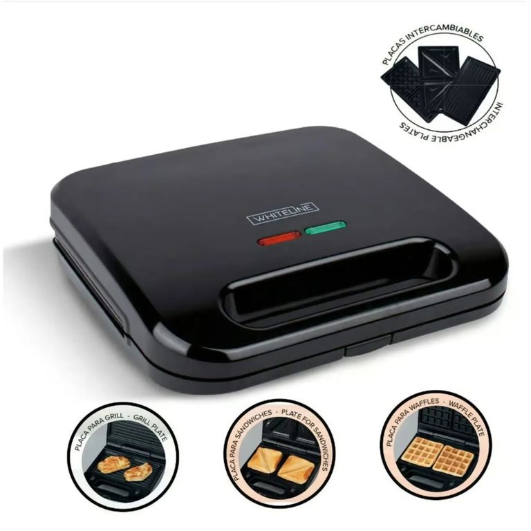 Sandwichera Placas Intercambiables 3 en 1 Whiteline