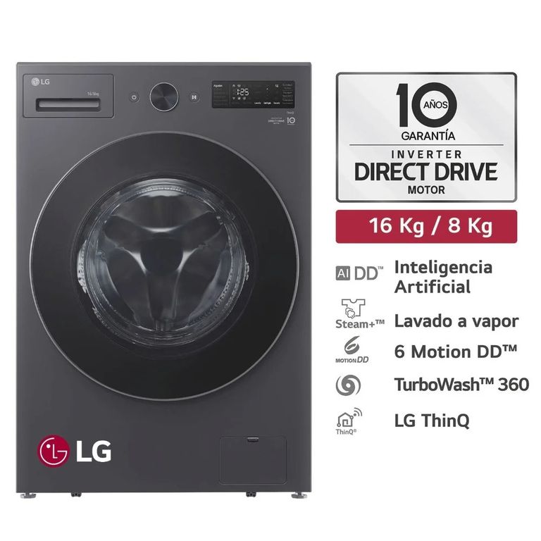 Lavaseca 16 kg y 8Kg IA Carga Frontal WD16EGNTS6P Grafito
