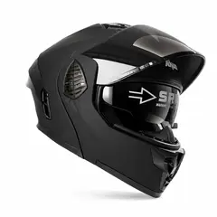 GENERICO - CASCO XKUDO ABATIBLE DEEP NEGRO MATE VISOR OSCURO Y CERTIFICADO + VISOR TRASPARENTE