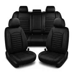 GENERICO - Funda Cubre Asiento 5 Piezas Universales Ecocuero Set Okaeri Negro - Negro - UNIVERSAL