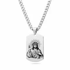 GENERICO - Collar Sagrado Corazón de Jesús de Acero Inoxidable para Hombre