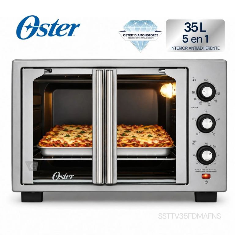 Horno con freidora de aire Oster® de 35 litros, puertas francesas, TSSTTV35FDMAFNS