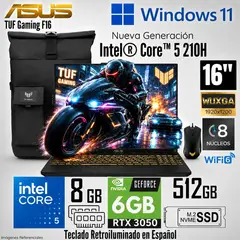 ASUS - Laptop TUF Gaming F16 FX607VJB-RL209 Intel Core 5 210H 8GB RAM 512GB SSD RTX3050-6GB 16" WUXGA