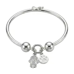 KARMY - Pulsera Mujer Mano De Fátima Huella Perrito Regalo Plata 950