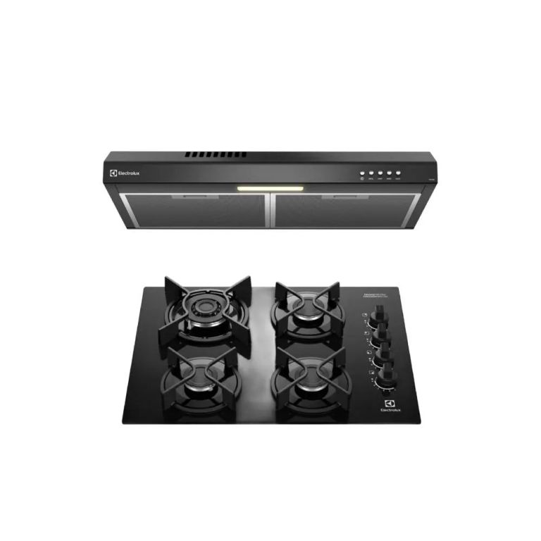 Combo Encimera a Gas 4 hornillas 60 cm KE4GC + Campana 60 cm iluminación LED Negra DE6SB