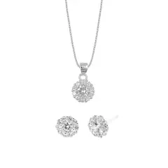 BALIQ - Set de Collar y Aretes Rosetas Plata 925