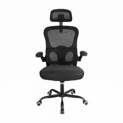 XION - Silla de Oficina Paris 906 con Soporte Lumbar y Cabecera Regulable, Posabrazo Movil de Malla Negro