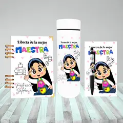 M MATIX SHOP - Matix - Regalos Personalizados para Profesor- Dia del Maestro - Libreta + Termo + Lapicero