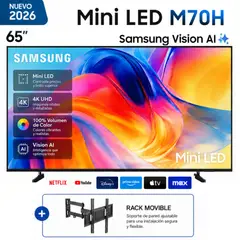 SAMSUNG - Televisor 65 Mini LED M70H Vision AI Smart TV 2026 + Rack
