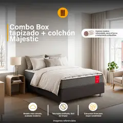 GENERICO - Combo Box Tarima reforzado y acolchado Pcromadas + colchón Paraíso Majestic - 15plz - Negro