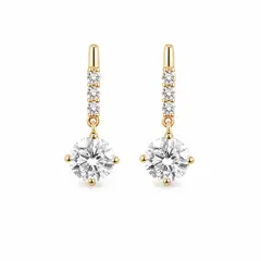 GENERICO - Aretes Colgantes con Circonia Acero Inoxidable Waterproof Dorado Elegante para Mujer
