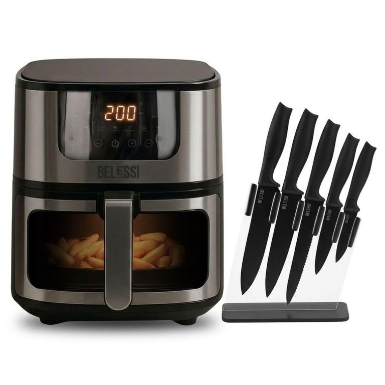 Combo x6: Freidora de Aire 4.5lt + Set de Cuchillos x5
