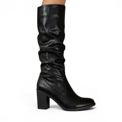 GENERICO - Bota Mujer Larga 2086-70 Corrugada Taco 7 Color Negro