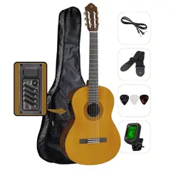 Yamaha - Guitarra Clasica Electroacústica C40 con Accesorios - kit Completo