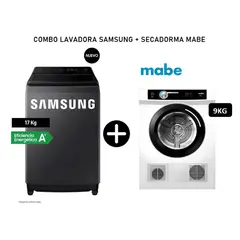 SAMSUNG - Lavadora Ecobubble 17kg Grafito Wa40f17e7cpe + Secadora Mabe eléctrica 9KG