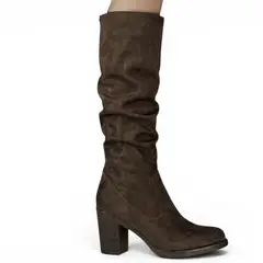 GENERICO - Bota Mujer Larga 2086-70 Corrugada Taco 7 Color Chocolate