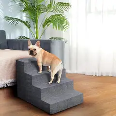 GENERICO - ESCALERA PARA PERROS ALTA 4 PASOS CON CIERRE - PLOMO