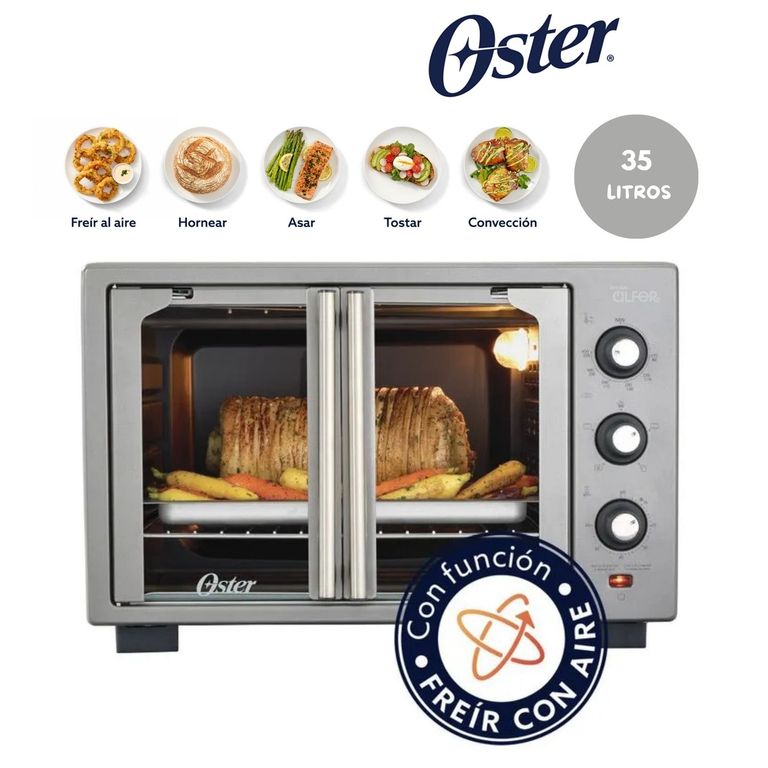 Horno con freidora de Aire Oster® de 35 litros, Puertas francesas