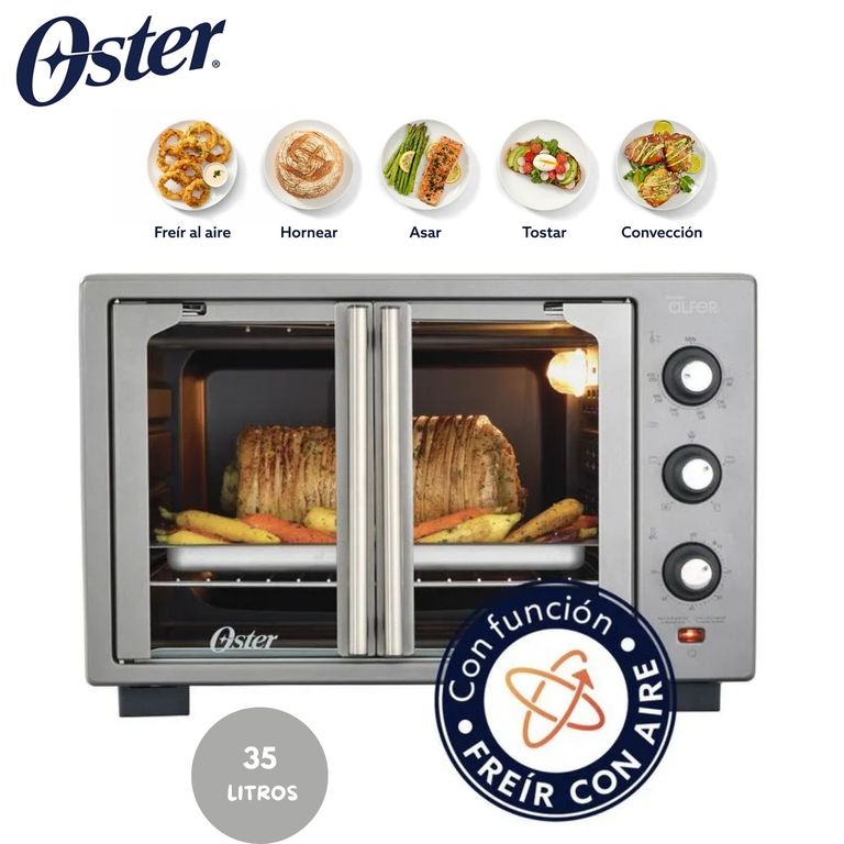 Horno con freidora de Aire Oster® de 35 litros, Puertas francesas