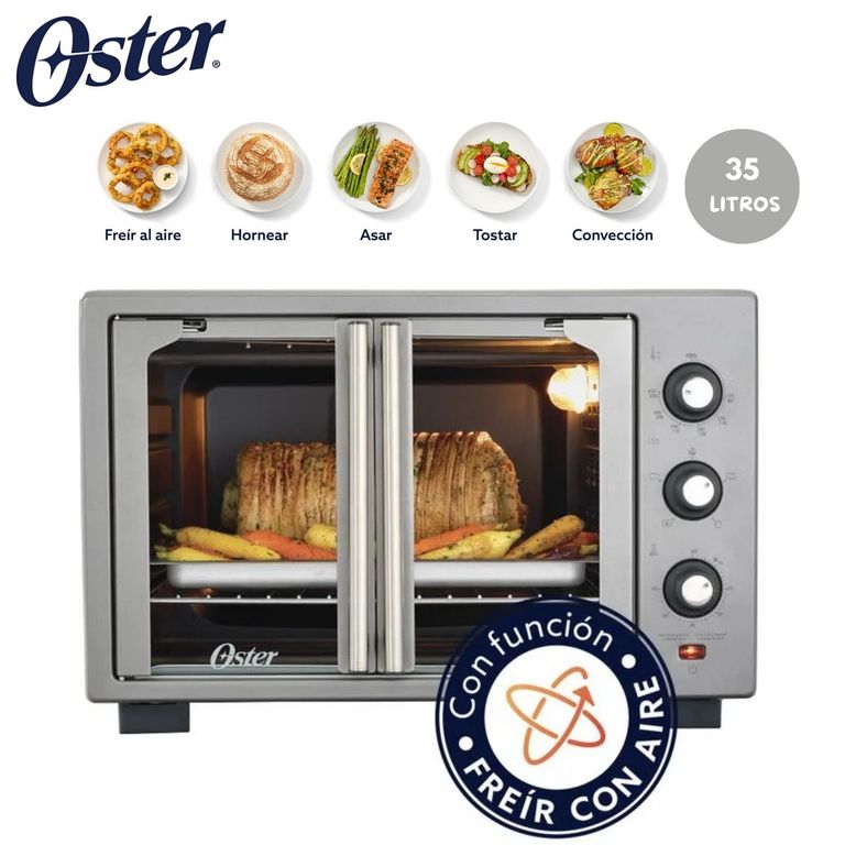 Horno con freidora de aire Oster® de 35 litros, puertas francesas, TSSTTV35FDMAFNS