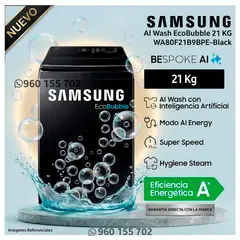 SAMSUNG - Lavadora 21kg AI Wash EcoBubble WA80F21B9BPE - Modelo Nuevo