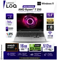 LENOVO - Laptop LOQ 15AHP10 AMD Ryzen 7 250 16GB RAM 512GB SSD RTX 5060-8GB 15.6" FHD 144 Hz