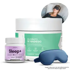 TMX - Glicinato de Magnesio en Polvo 300 G + Gomitas SLEEP+ 60 Gomitas + Antifaz Gel para Dormir
