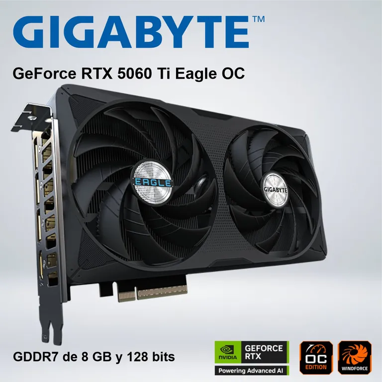 TARJETA GRÁFICA - NVIDIA GEFORCE RTX 5060 TI EAGLE OC - 8GB GDDR7, 128-BIT