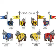 GENERICO - G0149 G0155 Minifiguras de caballero medieval Black Hawk y caballo de guerra