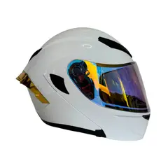 XTREME - CASCO PARA MOTO JH902 BLANCO VISOR DORADO DIA Y NOCHE XL