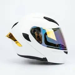 XTREME - CASCO PARA MOTO ABATIBLE BLANCO VISOR DORADO XL