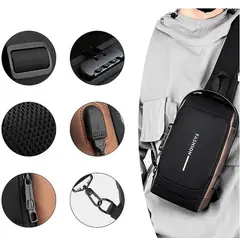 GENERICO - Mochila Antirrobo - Pechera Morral con Clave Impermeable color negro con marrón