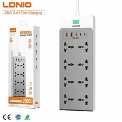 LDNIO - Regleta inteligente 13 tomas AC 2500W PD65W 2 Metros - Blanco
