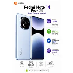 XIAOMI - SMARTPHONE Redmi Note 14 Pro PLUS 5G/ 16GB RAM (8GB+ 8GB EXT)+ 256GB/ CAMARA 200MP/ FAST CHARG 120W